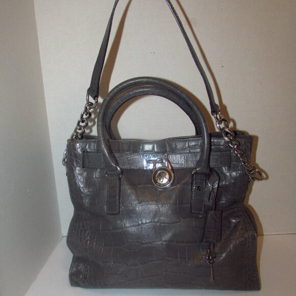 MICHAEL KORS Leather Hamilton Croc Bag - Picture 3 of 15